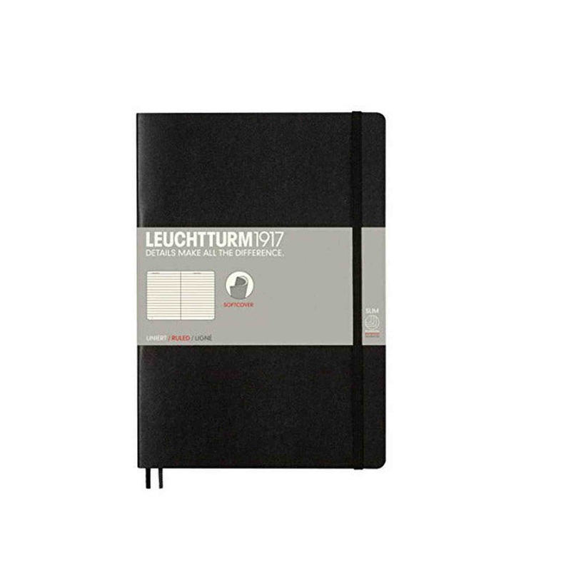 LEUCHTTURM1917 – Composition B5 Ruled Softcover Notebook (Black) – 123 Numbered Pages