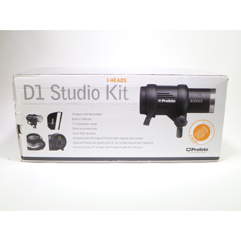 Profoto D1 3-Head Studio Kit – 500Ws/500Ws/250Ws. 3 Light Stands, Cables