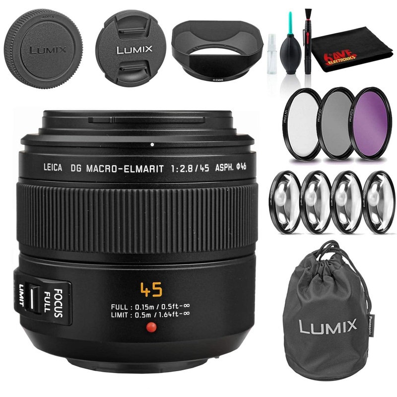 Panasonic Leica DG Macro-Elmarit 45mm f/2.8 ASPH. MEGA O.I.S. Lens – Starter Kit Bundle