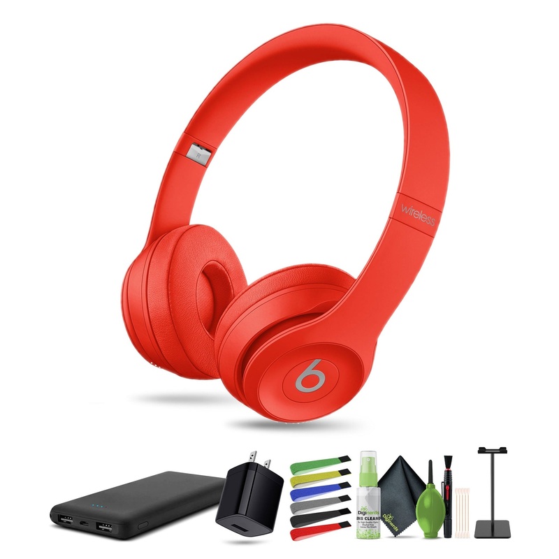 Beats by Dr. Dre Beats Solo3 Wireless On-Ear Headphones (Citrus Red) Bundle