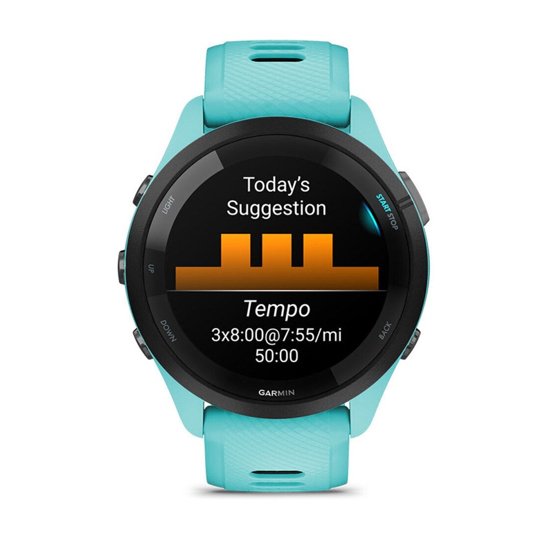 Garmin Forerunner 265 Black Bezel and Aqua Case Smartwatch (Aqua/Black)