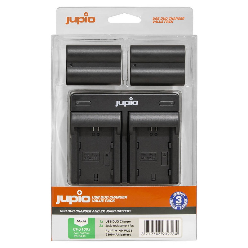 Jupio 2x Batteries 2300mAh & USB Duo Charger Kit For Fuji NP-W235 KG Super Store