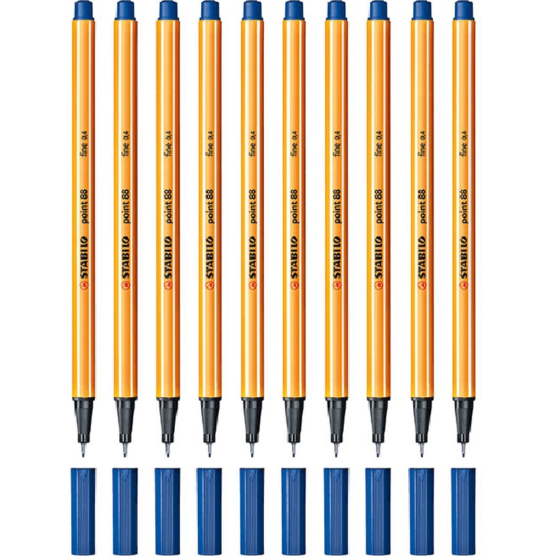 Stabilo 88 Point Fineliner Pen 0.4mm (Blue) [Box 10] SuperOffice