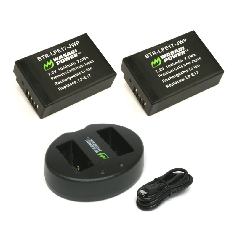 Wasabi Power Battery (2-Pack) and Dual Charger for Canon LP-E17
