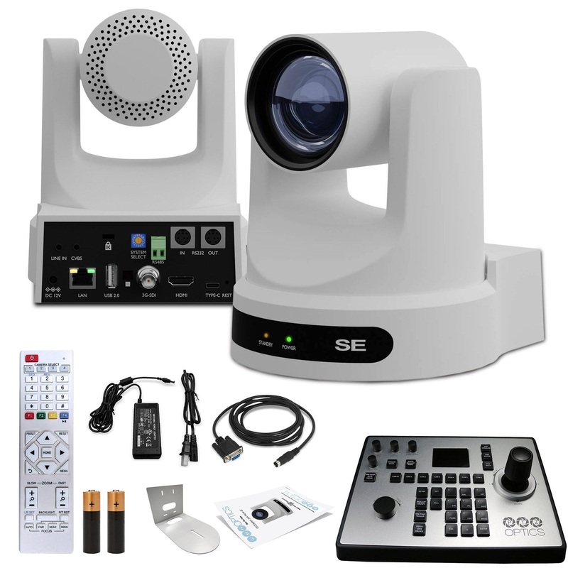 PTZOptics Move SE PTZ Camera with 20x Optical Zoom (PT20X-SE-WH-G3) + PT-JOY-G4 Controller + Wall Mount