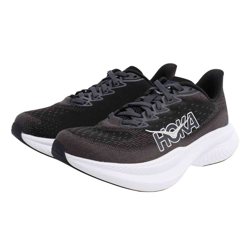 Hoka Women’s Mach 6 Sneaker, Black/White, 8.5