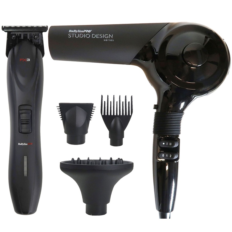 BabylissPro FX3 Professional High-Torque Trimmer & Studio Design 1875W Sensor Dryer – FXX3TB & BCI800UC