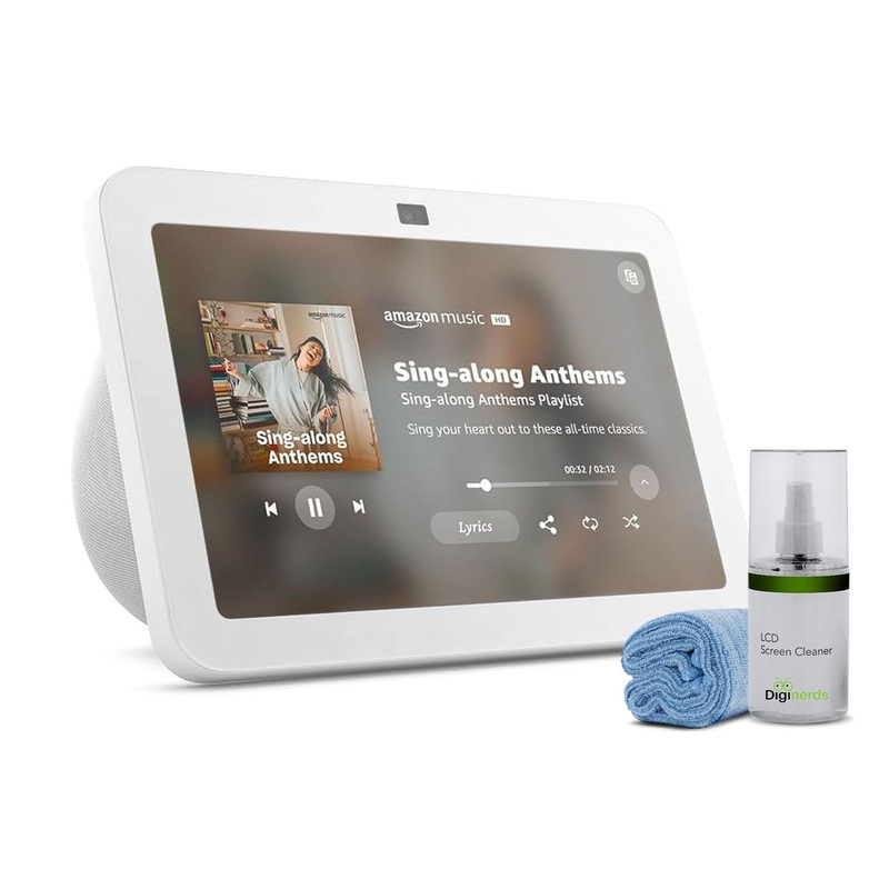 Echo Show 8 (3rd Generation) 8-inch Smart Display with Alexa – Glacier White + Screen Cleaning Kit