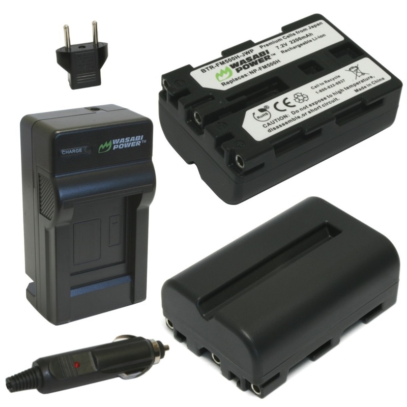 Wasabi Power Battery (2-Pack) and Charger for Sony NP-FM500H