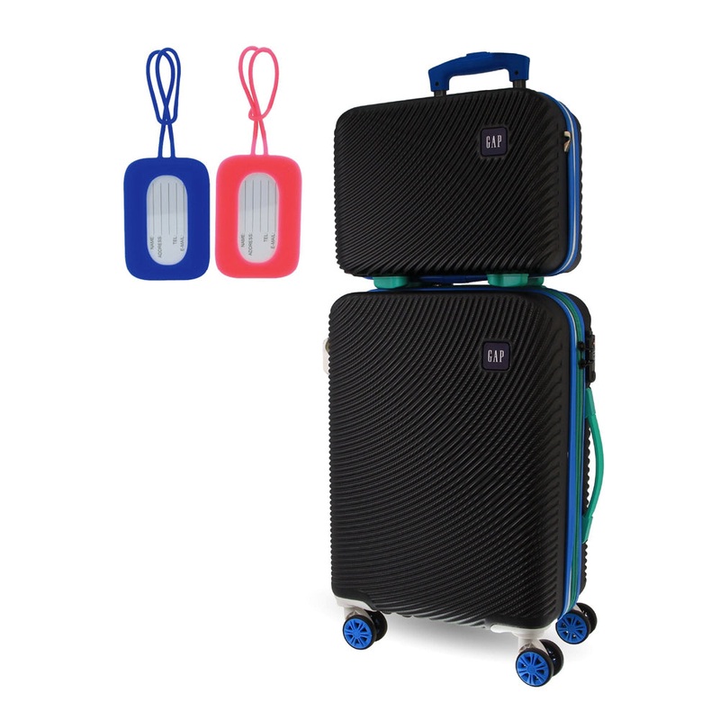 GAP Cabin Hard-Shell Luggage & Mini Beauty Travel Case Set w/ Tag Black Orquestra