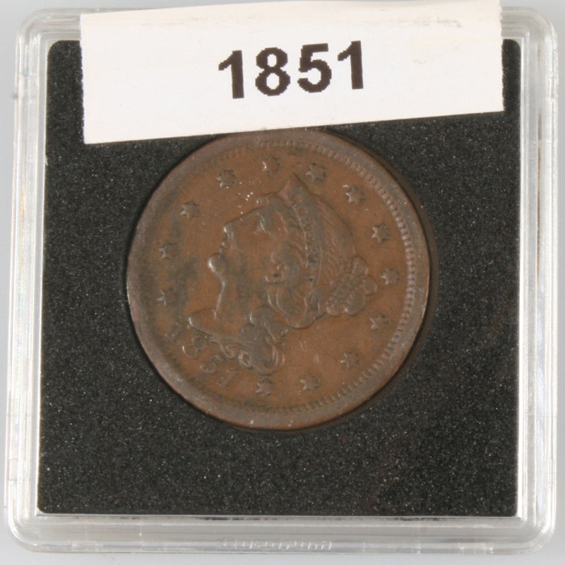 1851 BRAIDED HAIR LARGE CENT PENNY NICE DETAILS
