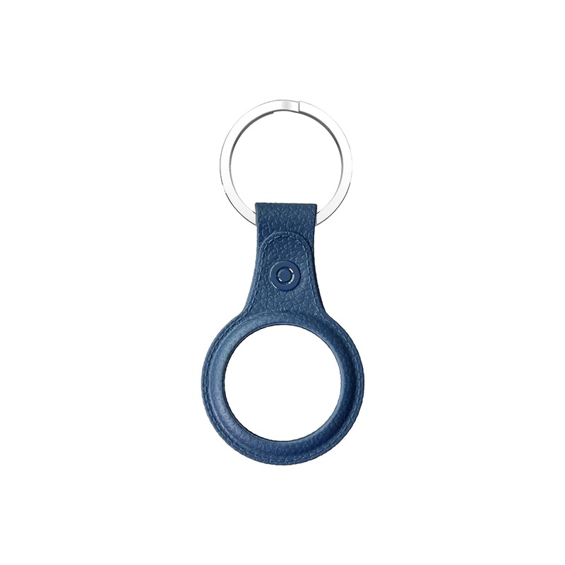AirTag TPU Case(leather finish) with keychain Blue