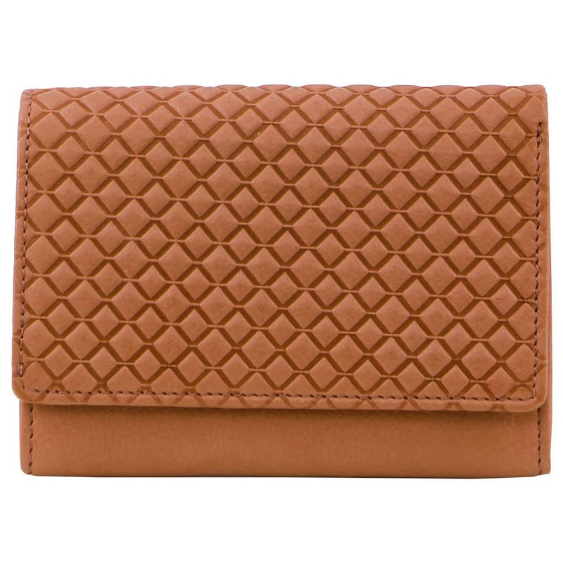 Pierre Cardin Women’s Leather Tri-fold Diamond Pattern Emboss Wallet Apricot Orquestra