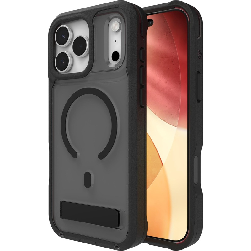 ZAGG Rainier Snap Kickstand + Camera Control Button Case for iPhone 17 Pro Max (Smoke Black)