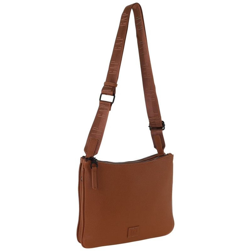GAP Women’s Vegan Leather Classy Shoulder Crossbody Bag w/ Zipped Pocket Tan Orquestra