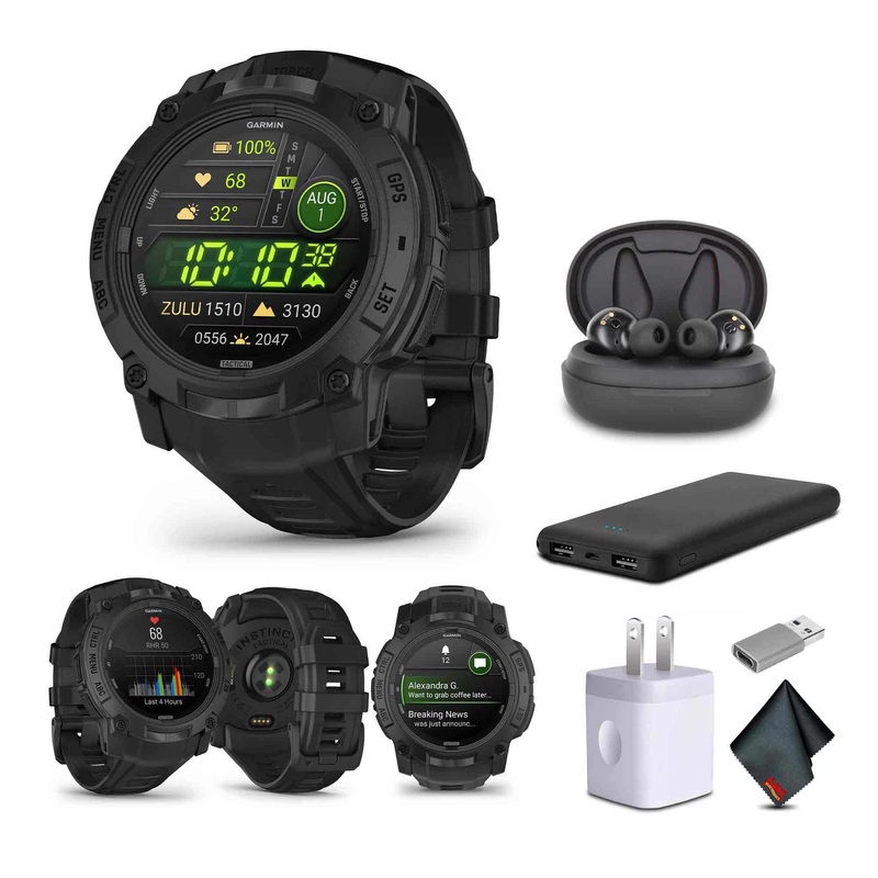 Garmin Instinct 3, 50mm, AMOLED, Tactical Edition, Air Pro TWS Wireless EarBuds, Bundle