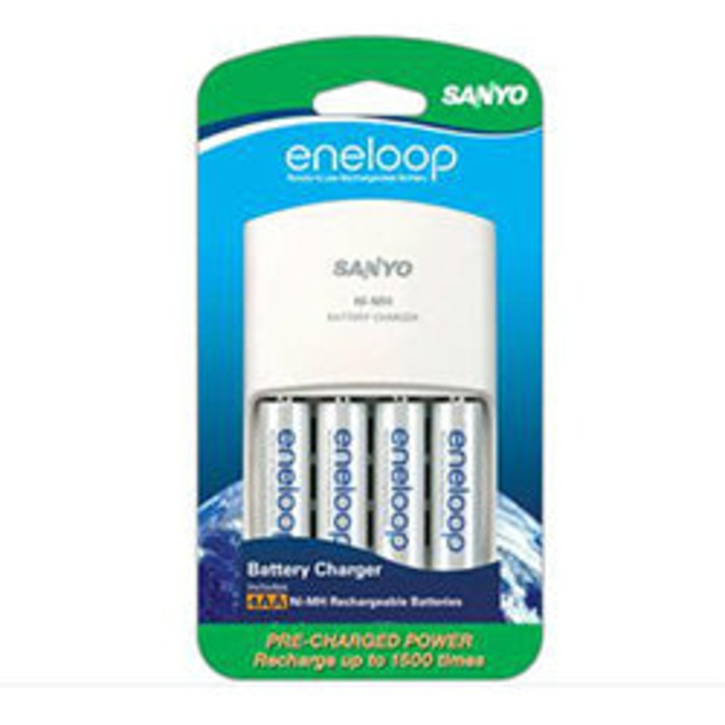 Eneloop AA 4-pk Rechargeable Batteries Kit w/ Charger (8064)