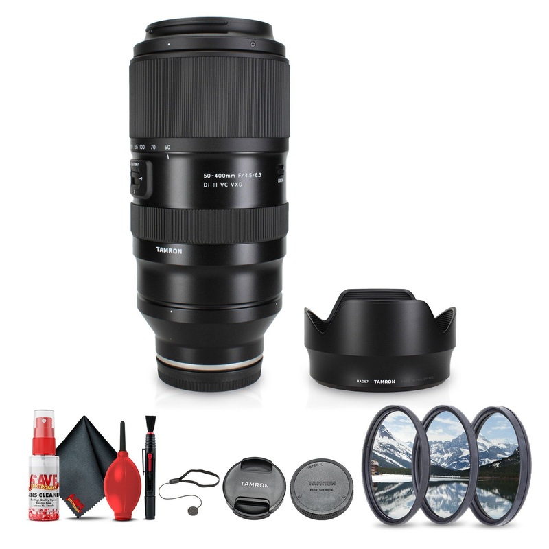 Tamron 50-400mm f/4.5-6.3 Di III VC VXD Lens (Sony E) + Lens Filter Kit + More