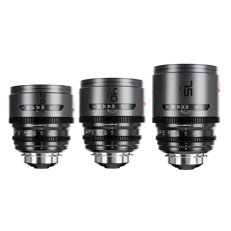 DZOFilm Pavo 2x Anamorphic T2.1 3-Lens Set with Neutral Coating (Space Gray and Black)