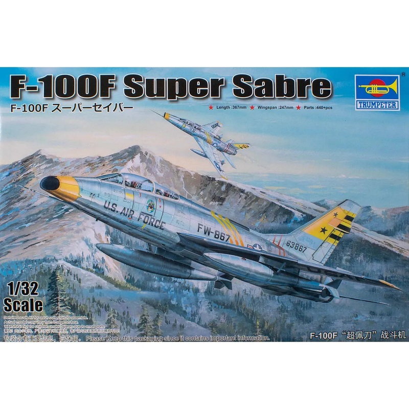 Trumpeter 1/32 F-100F Super Sabre Jet Fighter Scaled Plastic Model Kit Hobbies Direct