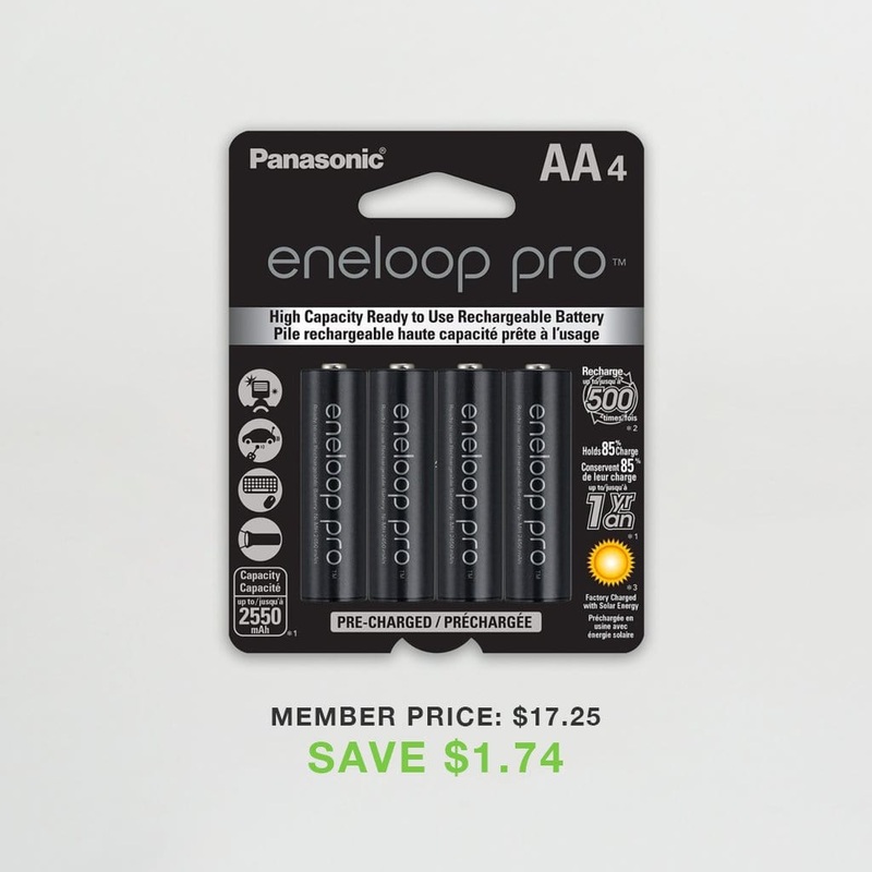 Eneloop Pro AA High Capacity Ni-MH Pre-Charged Rechargeable Batteries (Pack of 4)