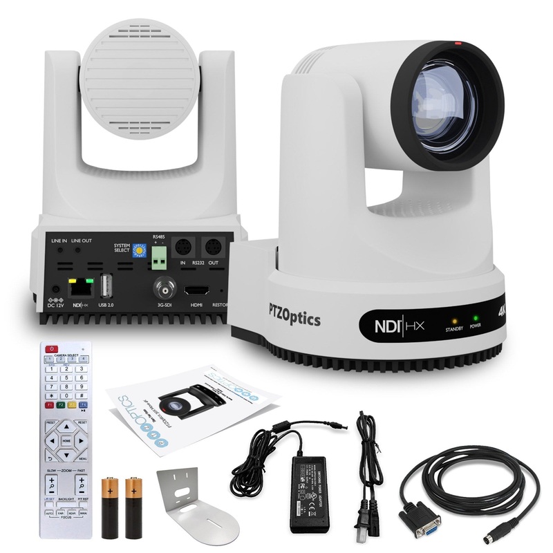 PTZOptics Move 4K PTZ Camera with 20x Zoom (White) (PT20X-4K-WH-G3) + Wall Mount