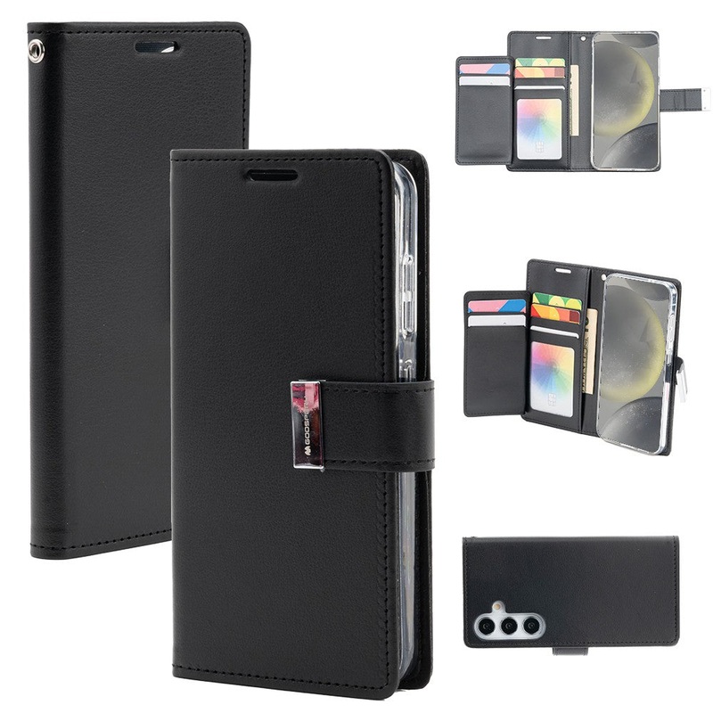 Goospery Rich Diary for Samsung Galaxy S25 Plus – Black, MagSafe Phonnic