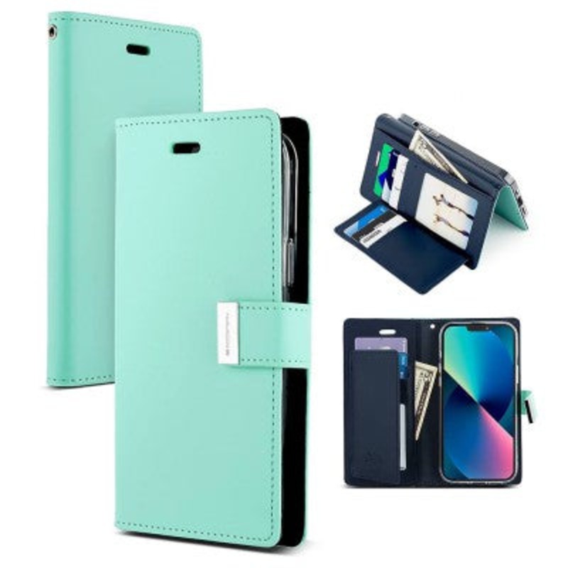 Goospery Rich Diary case for iPhone 14 Plus – Mint Phonnic