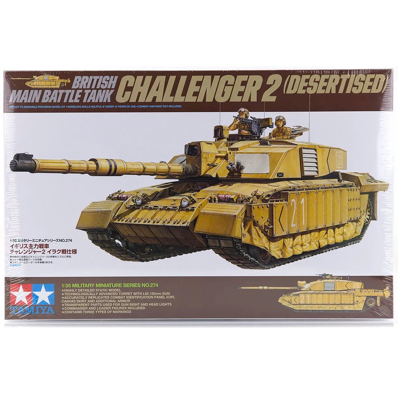 Tamiya 1/35 British MBT Challenger 2 (Desertised) Tank Scaled Plastic Model Kit Hobbies Direct