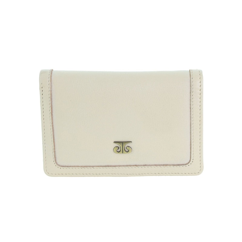 Pierre Cardin Women’s Leather Snap Button Bi-Fold Protected RFID Wallet Bone Orquestra