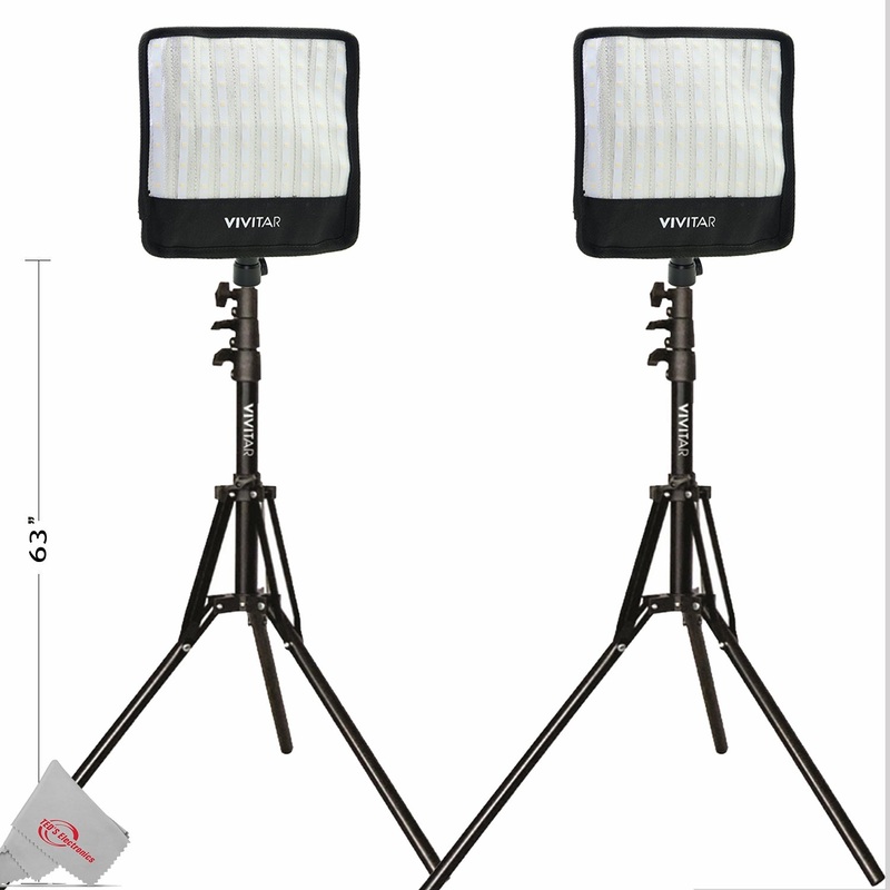 2x Vivitar Super Bright Bi-Color Flexible Led Light Panel 1600Lm Adjustable Brightness with 63″ Light Stands