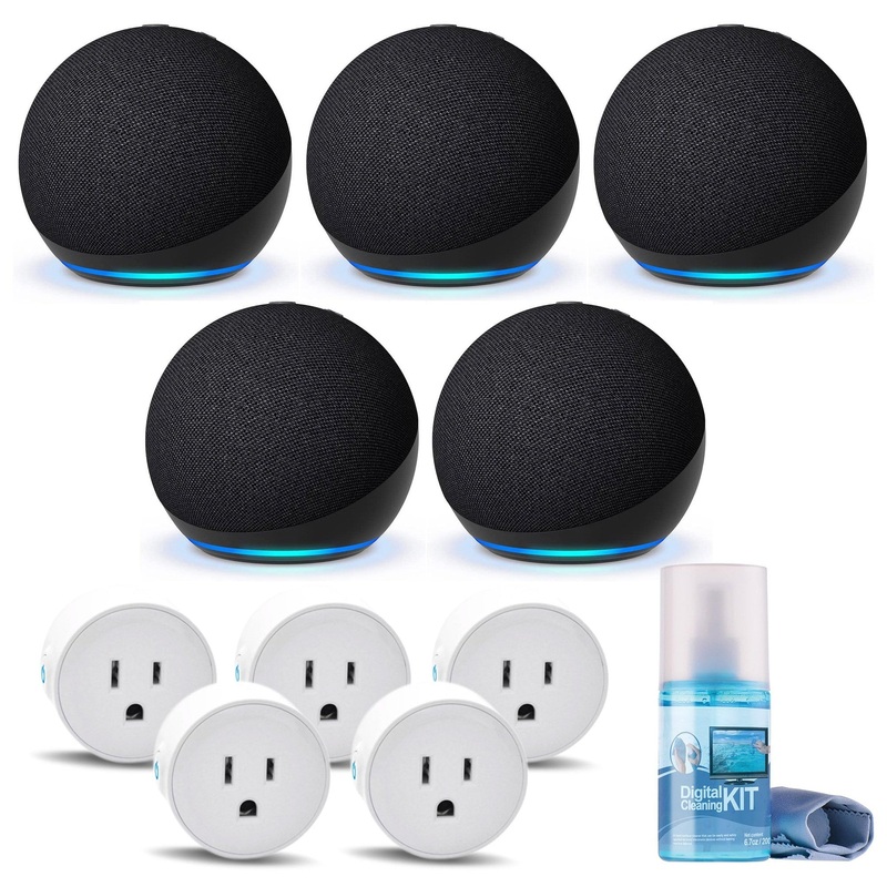 5-Pack Amazon Echo Dot (5th Gen, 2022 Release) (Charcoal) with accessories