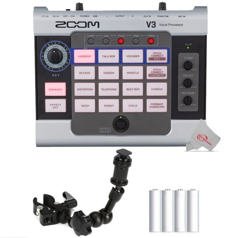 Zoom V3 Vocal Processor +  Zoom HRM-7 Handy Recorder Mount – 7 Inch