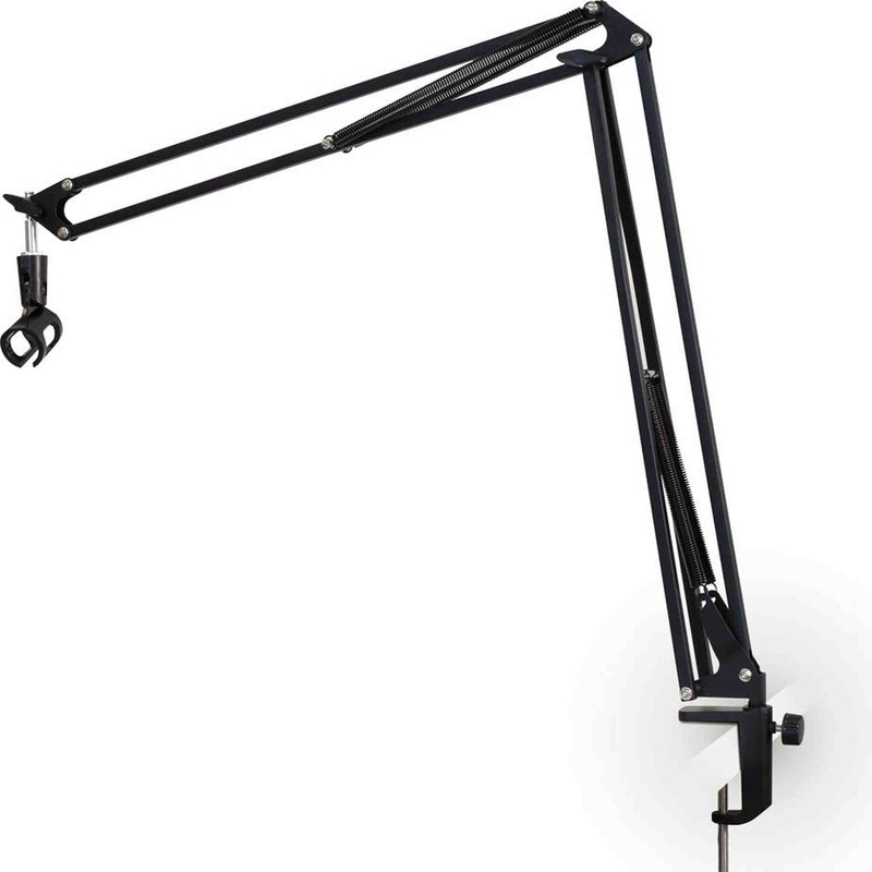 ULTIMATE SUPPORT JSBCM50 JamStands Series External Spring Style Ultimate Broadcast Mic Stand Dual Exterior Spring Design Ergonomic Adjust Knob Sturdy Table Clamp System