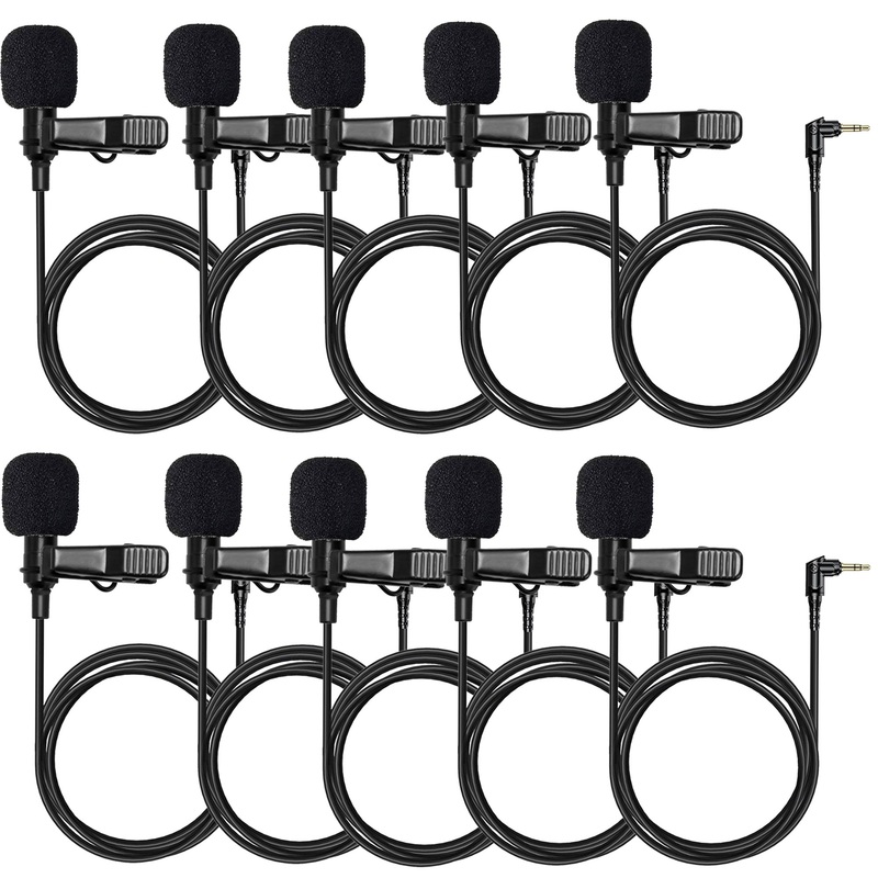 10x Hollyland External Clip On Lavalier Microphone with 3.5mm Audio Jack, Compatible with Lark Max Microphone System-Black