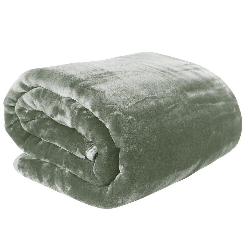 Laura Hill 800GSM Double-Sided Plush Mink Blanket – Queen – 220x240cm (Sage) Klika