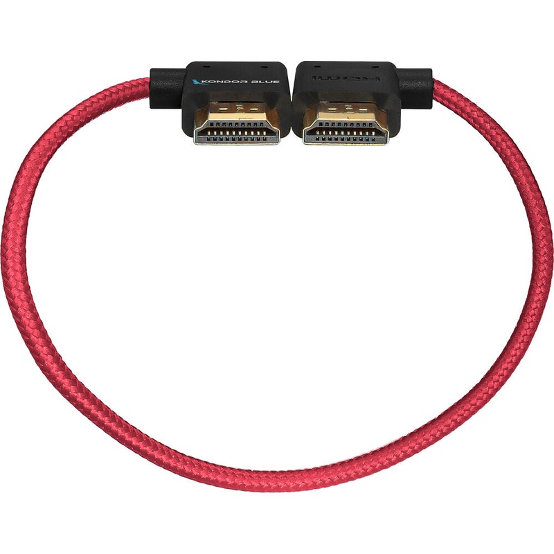 Kondor Blue Right-Angle to Left-Angle High-Speed HDMI Cable (12″) Cardinal Red