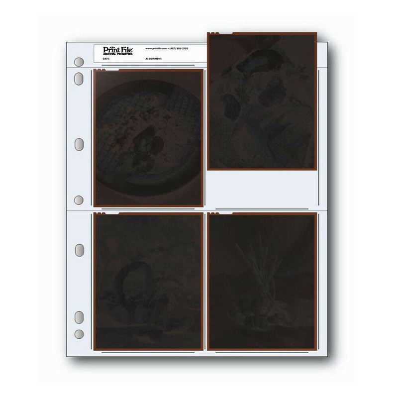 100x Archival Sleeves Pages Holds Four 4×5″ Negatives Transparencies Print File