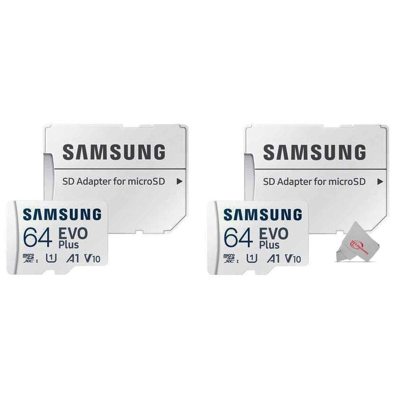 2x Samsung 64GB EVO Plus UHS-I microSDXC Memory Card with SD Adapter