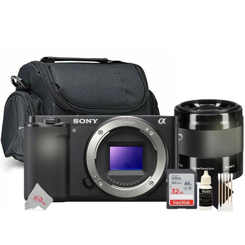 Sony ZV-E10 Flip-Out Touchscreen LCD Mirrorless Camera with Sony E 50mm f/1.8 OSS Lens Kit
