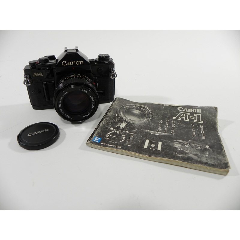 Canon A-1 35mm SLR camera (Black) w/FD 50mm f1.4