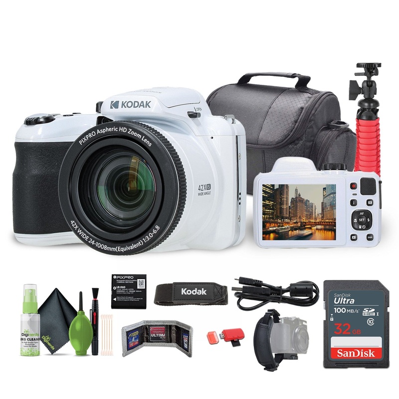 KODAK PIXPRO AZ425 20MP Digital Vlogging Camera +32GB Memory Card + More (White)