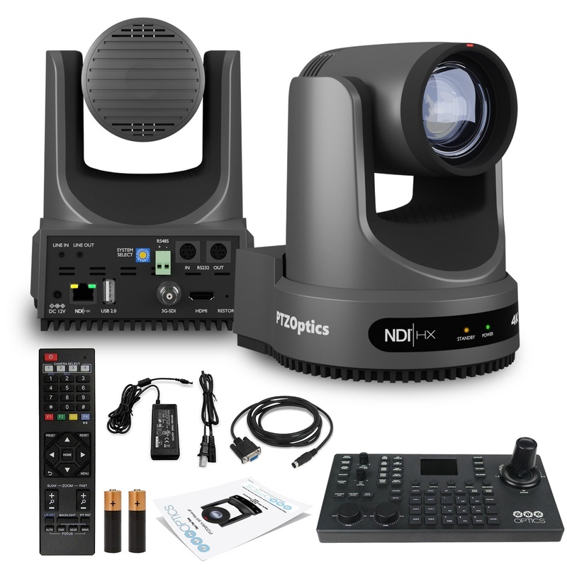 PTZOptics Move 4K PTZ Camera with 20x Zoom (Gray) (PT20X-4K-GY-G3) + SuperJoy PTZ Controller