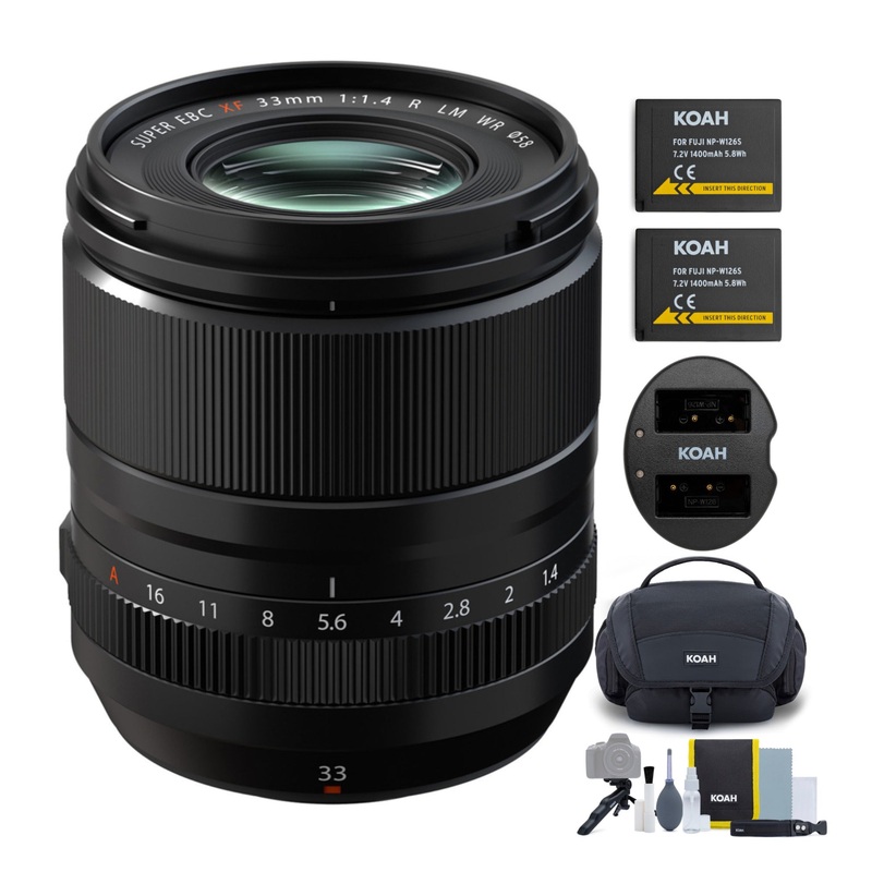Fujifilm Fujinon XF 33mm f/1.4 R LM WR Lens with Rechargeable Batteries, Dual Charger and Gadget Bag
