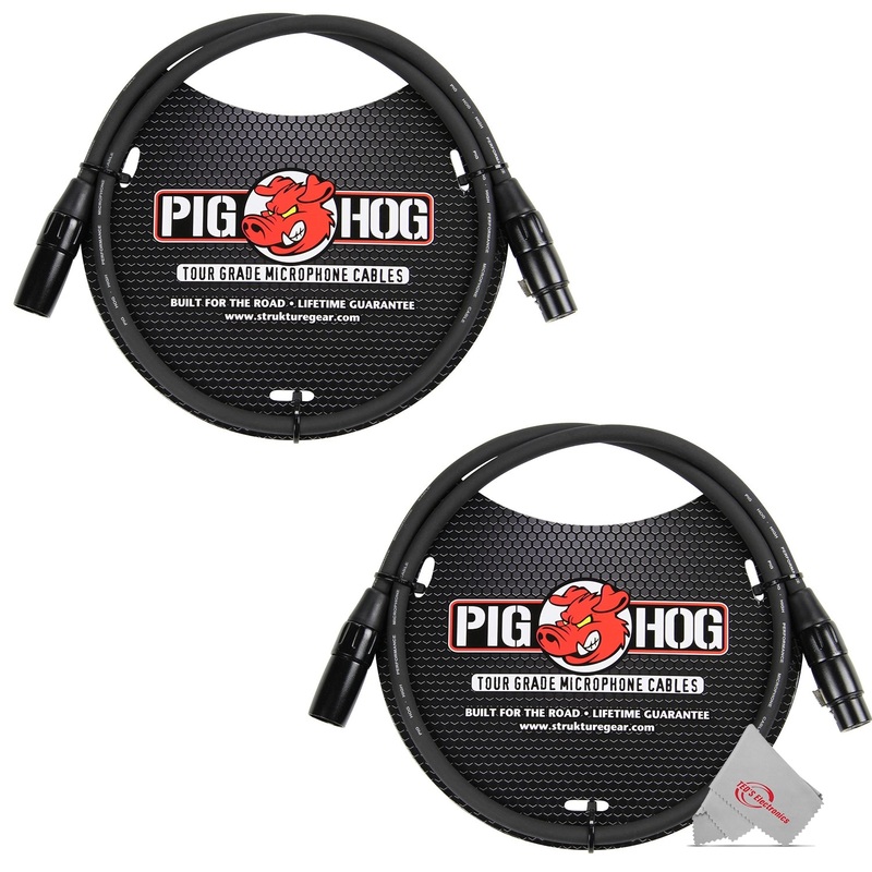 Pig Hog 8mm XLR Microphone Cable Male to Female 3 Ft Fully Balanced Premium Mic Cable  – 2 Units