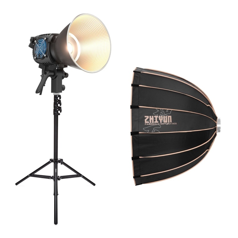 Zhiyun Molus B200 Bi-Color LED Monolight with Zhiyun 3-Feet 90D Parabolic Softbox Bundle