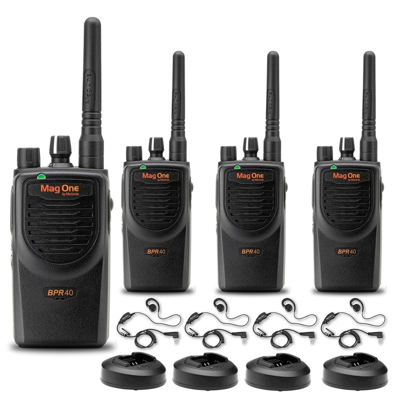 4 x Motorola BPR40 Mag One Series 4W 8-Channel UHF Two-Way Radio – Bundle