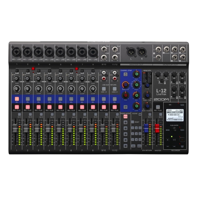 Zoom LiveTrak L-12 Digital Mixer & Multitrack Recorder, for Music, Podcasting, and More, 12-Input/ 14-Channel SD Recorder, 14-in/4-out USB Audio Interface, 5 Powered Headphone Outputs