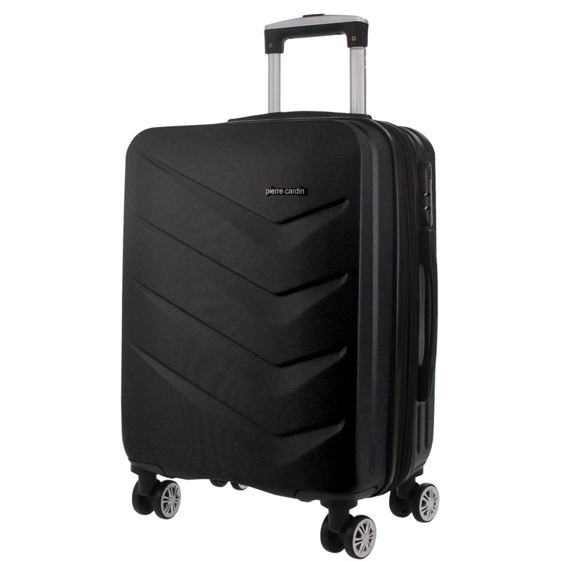 Pierre Cardin Travel Cabin Suitcase Hard-Shell Luggage Bag 49L/54cm Black Orquestra