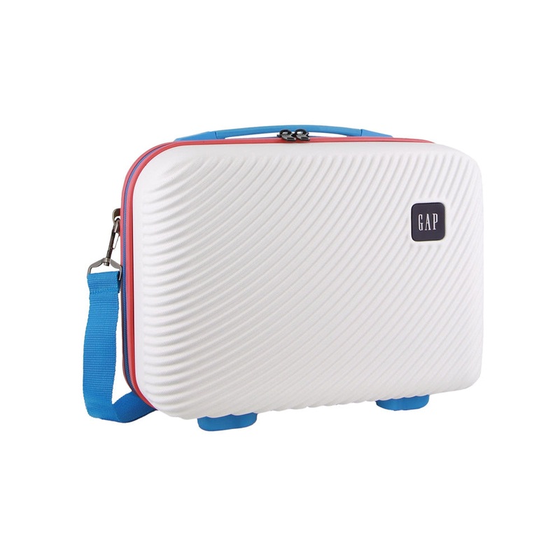 GAP Stripe Hard-Shell Mini Travel Crossbody Bag w/ Zip Pocket 27cm White Orquestra